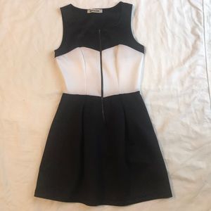 black and white zipper dress